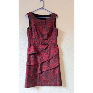 Red and black brocade formal dress, size 10